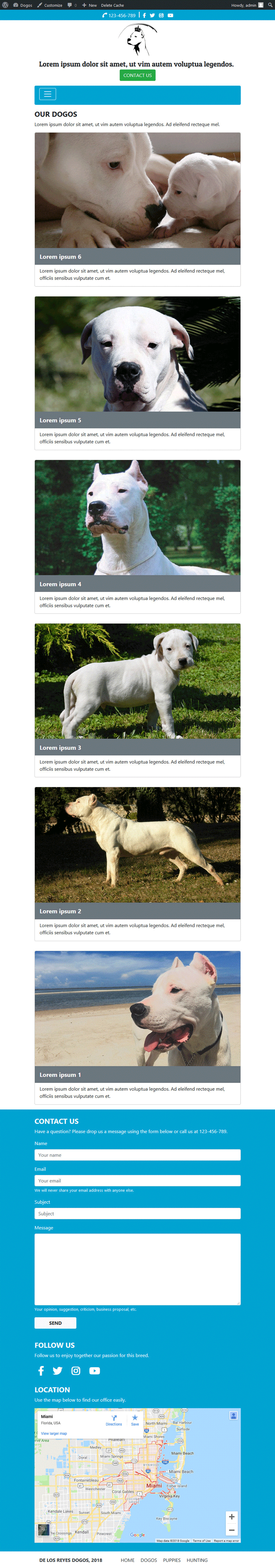 Sitio web "De Los Reyes Dogos": Página "Archivo" vista en dispositivos de pantalla pequeña.