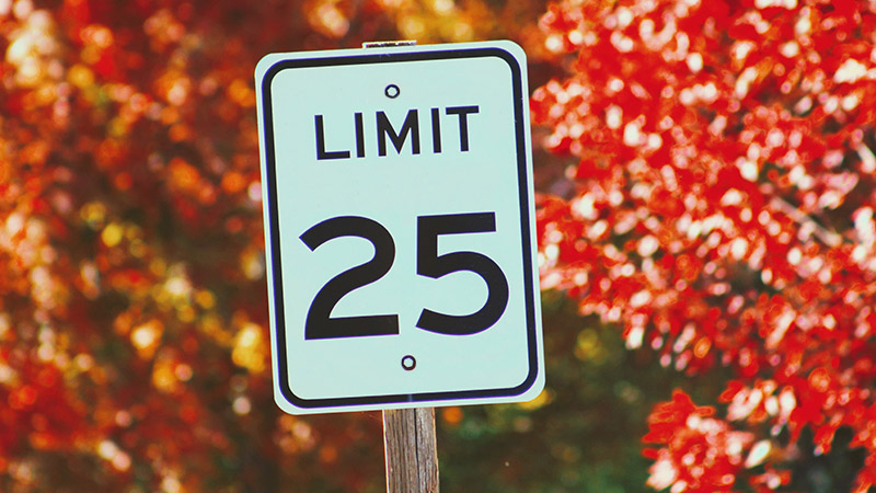 Limit signal in a rustic landscape.