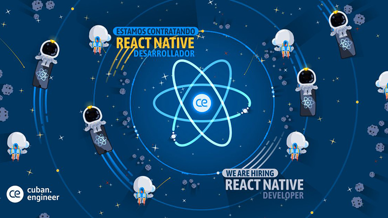 Banner indicating that Cuban Engineer is hiring a React Native developer.